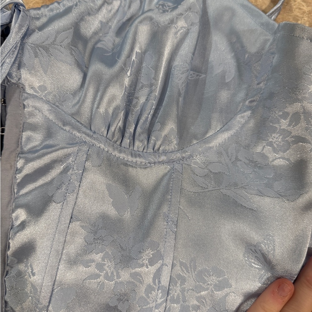 Light Blue Satin Corset Top - Picture 3 of 5